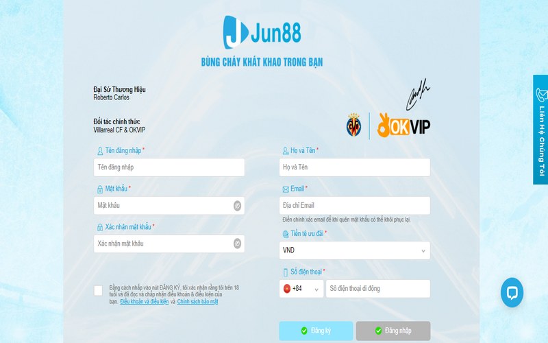 Đăng ký Jun88 dành cho mobile